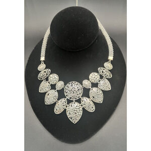 VTG Artison Signed TJC 925 Sterling Silver Filigree Chunky Necklace 70g